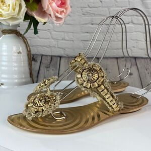 BCBGeneration Sandals Metallic‎ Gold and Tan Sandals Women's Size 8